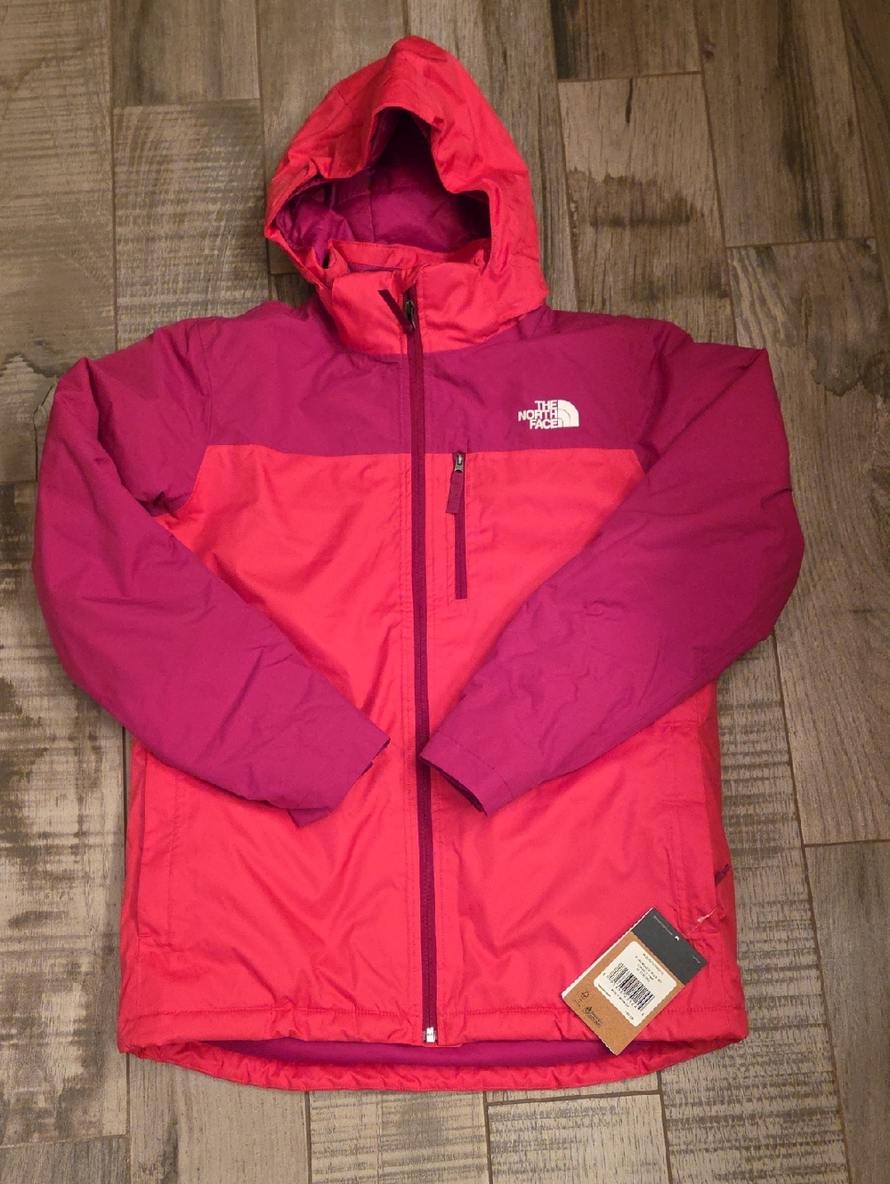 NWT The North Face Girls' Two-Tone Pink & Magenta Hooded Ski Jacket